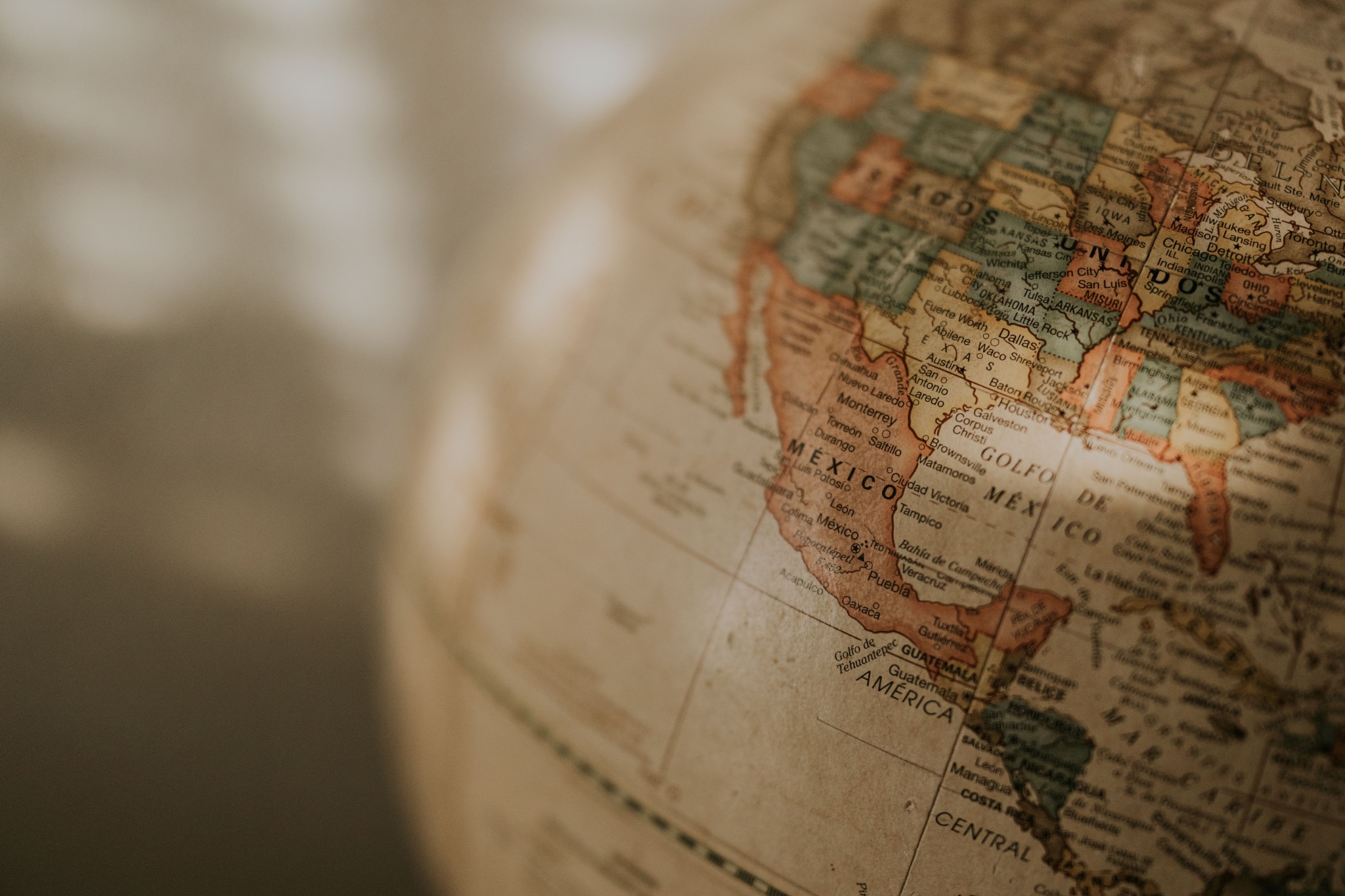 Vintage globe showing global markets