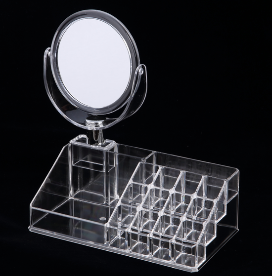 Mirror-top makeup organizer