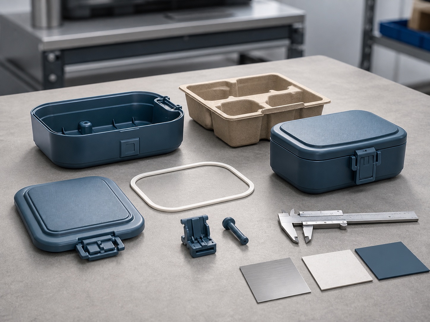 Finished household product with component, gasket, insert and measurement details