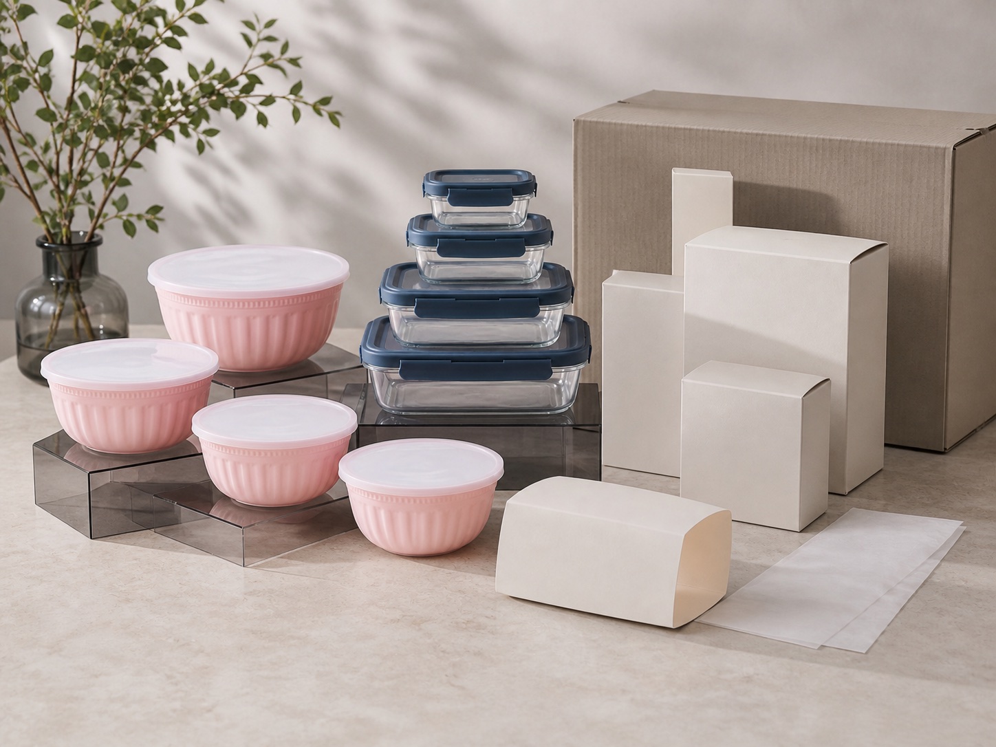 Blank retail packaging options with products