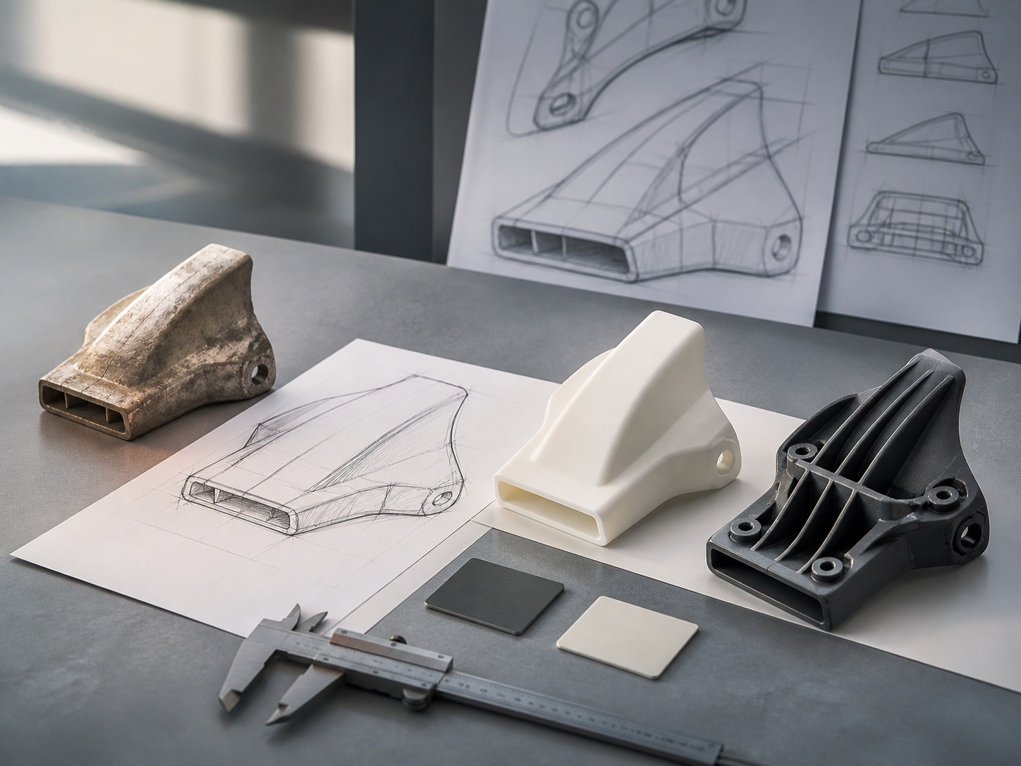 Reference sample, sketch, prototype and custom molded component